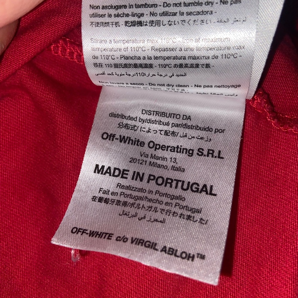 Off white c/o Virgil Abloh Brushed Diagonal Red T Shirt Over sized M AUTHENTIC - Picture 3 of 6